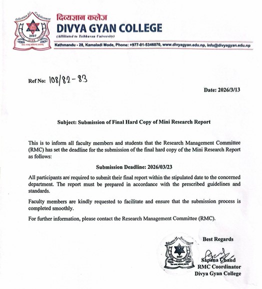 Mini Research Final Report Submission Deadline Notice